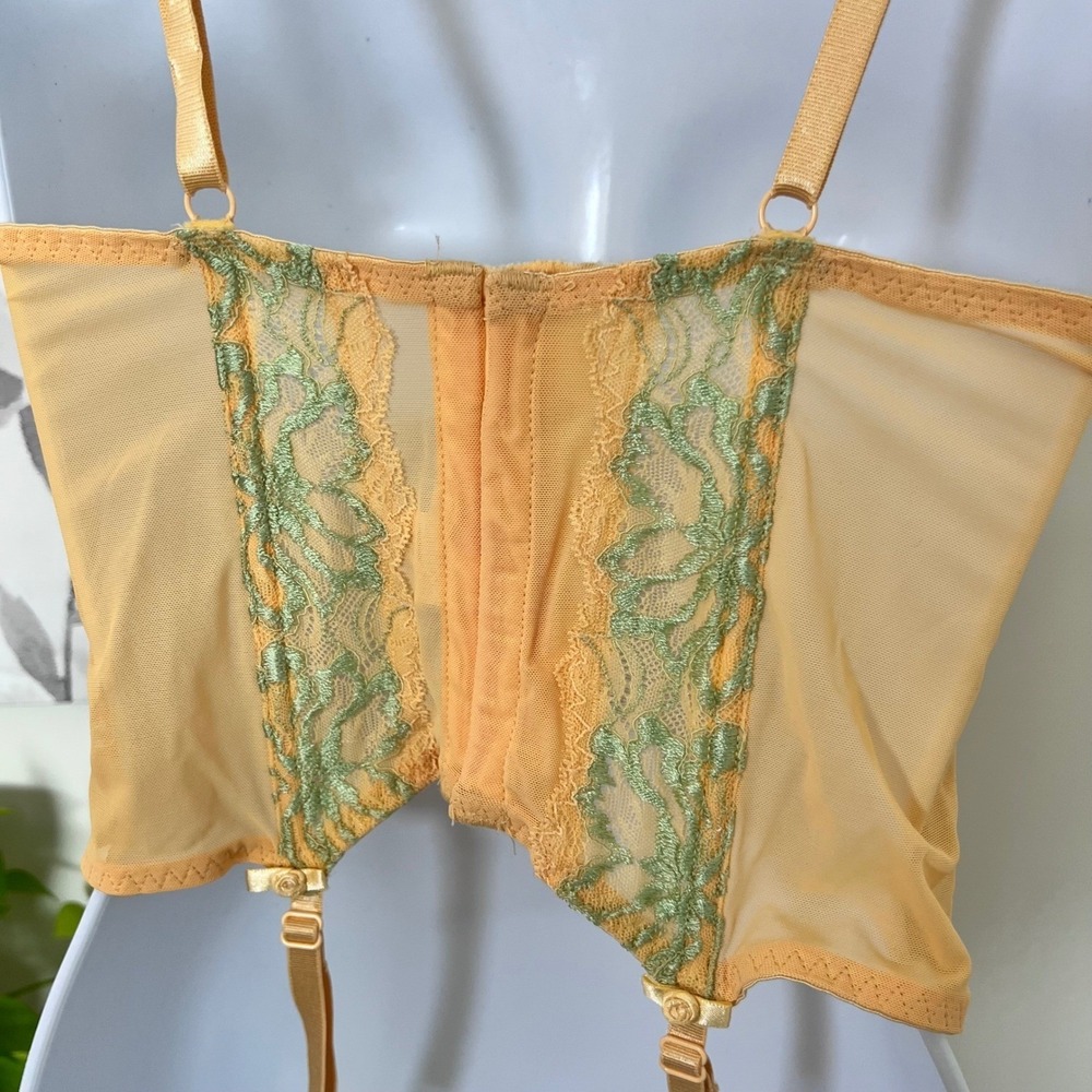 Vintage Corset Mesh Lace Floral Embroidered Coquette Fairy Grunge Y2K Garter - Picture 7 of 9
